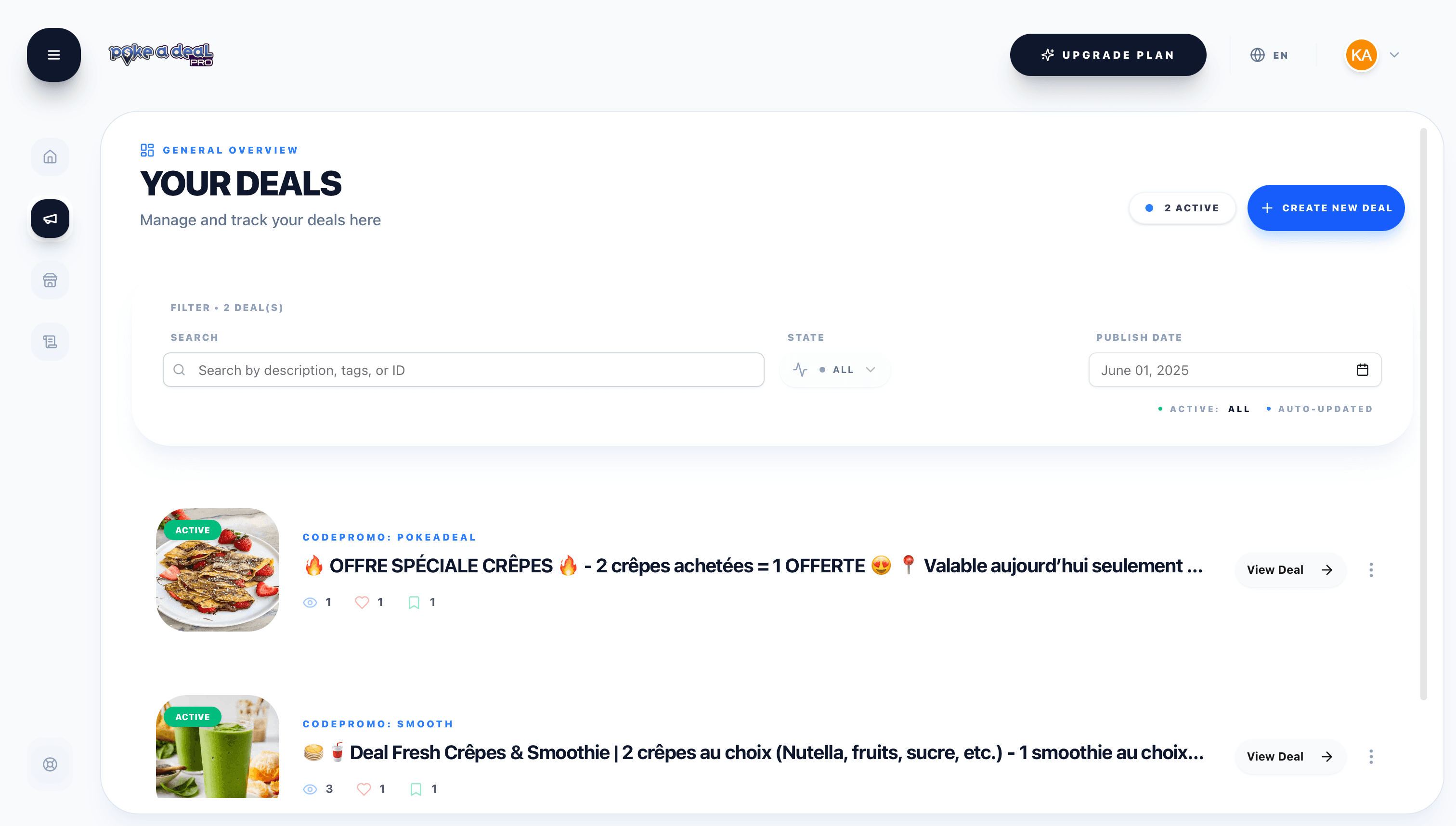 Dashboard Pokeadeal Pro